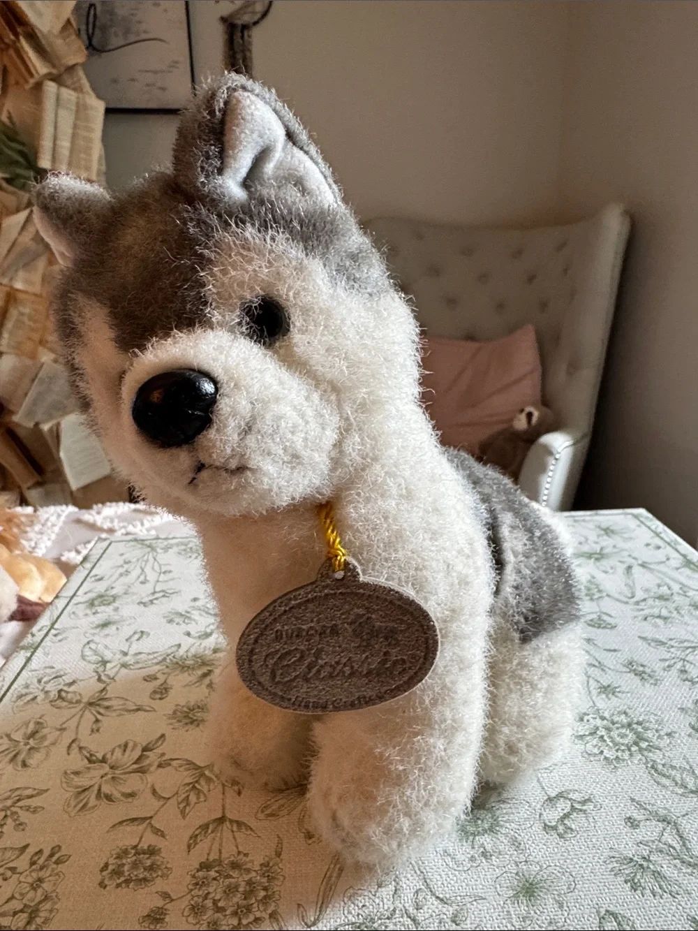 Plush Husky Dog Toy in Gray and White - Collectible Soft Plush